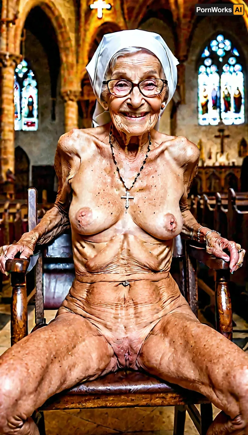 The old granny sat on the chair, her wrinkly saggy skin exposed to the  world. She had a wide open pussy and her tight hole was exposed to the  world. Her glasses