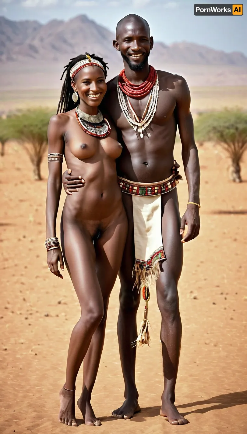 La novia de la tribu Masai africana era un cuadro completo de la tribu  africana, con su piel de ébano y tetas pervertidas que la hacían parecer  deseable. Tenía un cuerpo amplio,