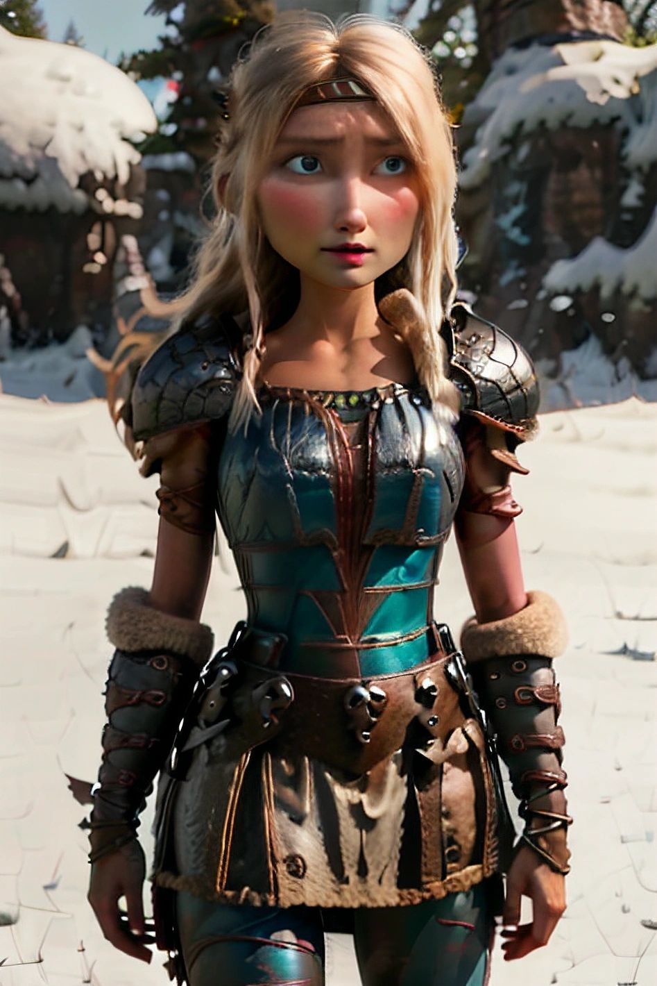 Astrid Hofferson, a skilled warrior and headband-wearing woman, was seen  sucking on a horse cock with her ultra realistic UHD helmet. Her tongue  flicked out to lick the head of the penis